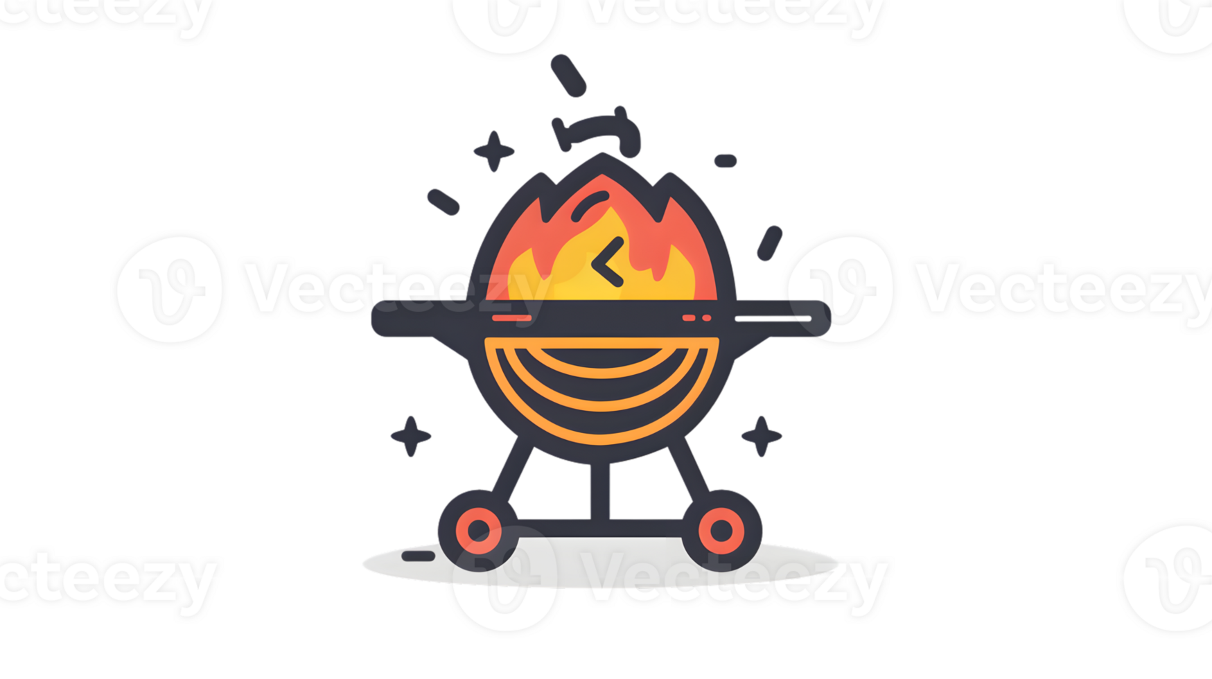 A fiery barbecue grill with glowing flames and sparks perfect for cookout themes png