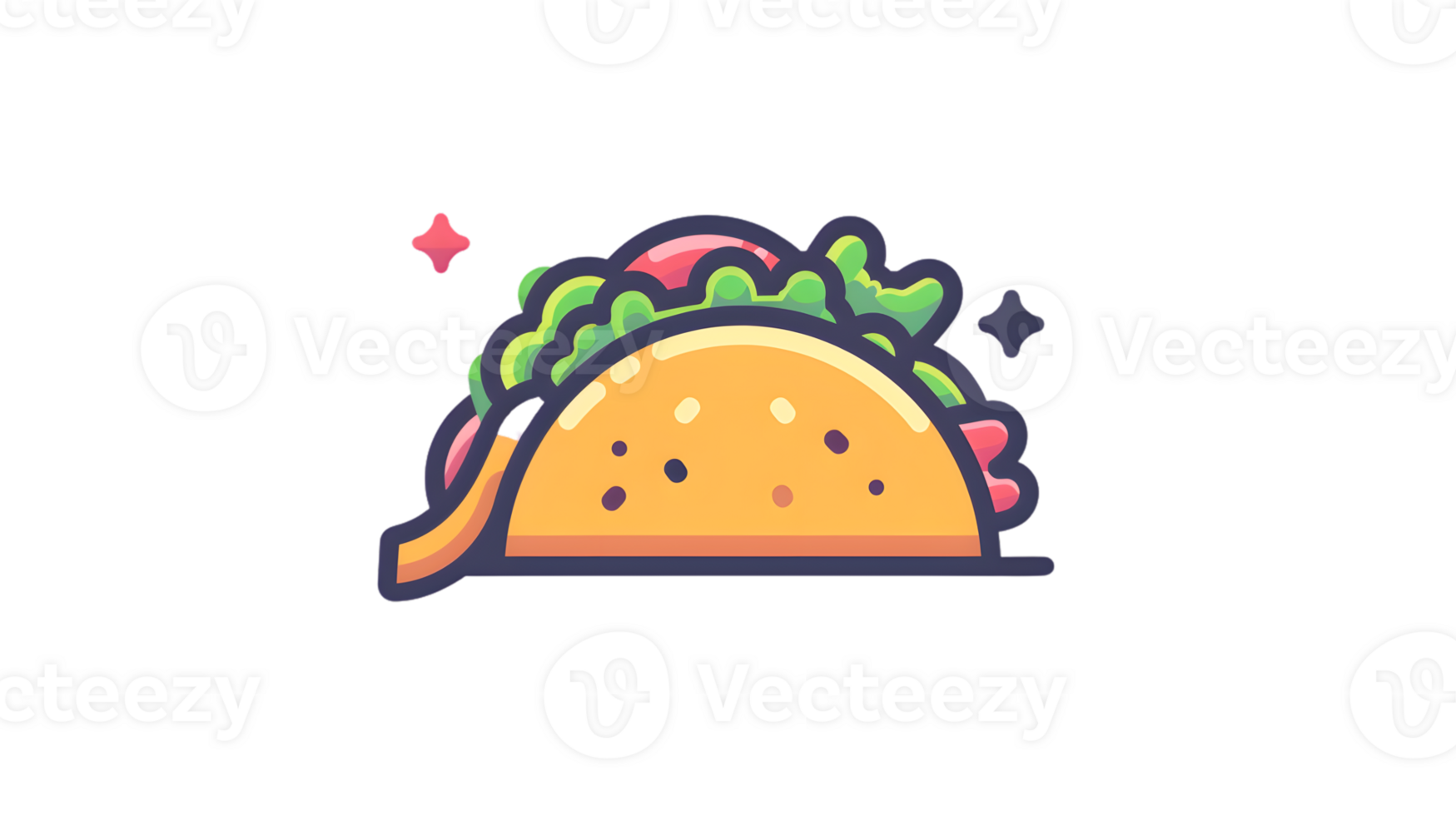 Delicious Taco with Fresh Ingredients and Sparkling Effects png