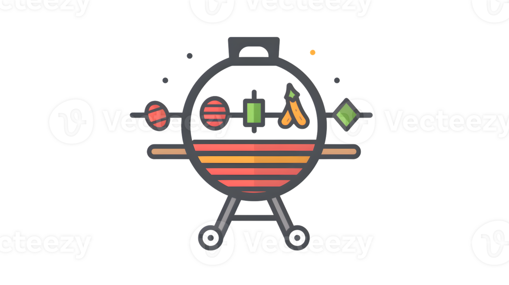 Outdoor Cooking Fun A Vibrant Illustration of a Grill with Skewers and Fresh Vegetables Perfe png