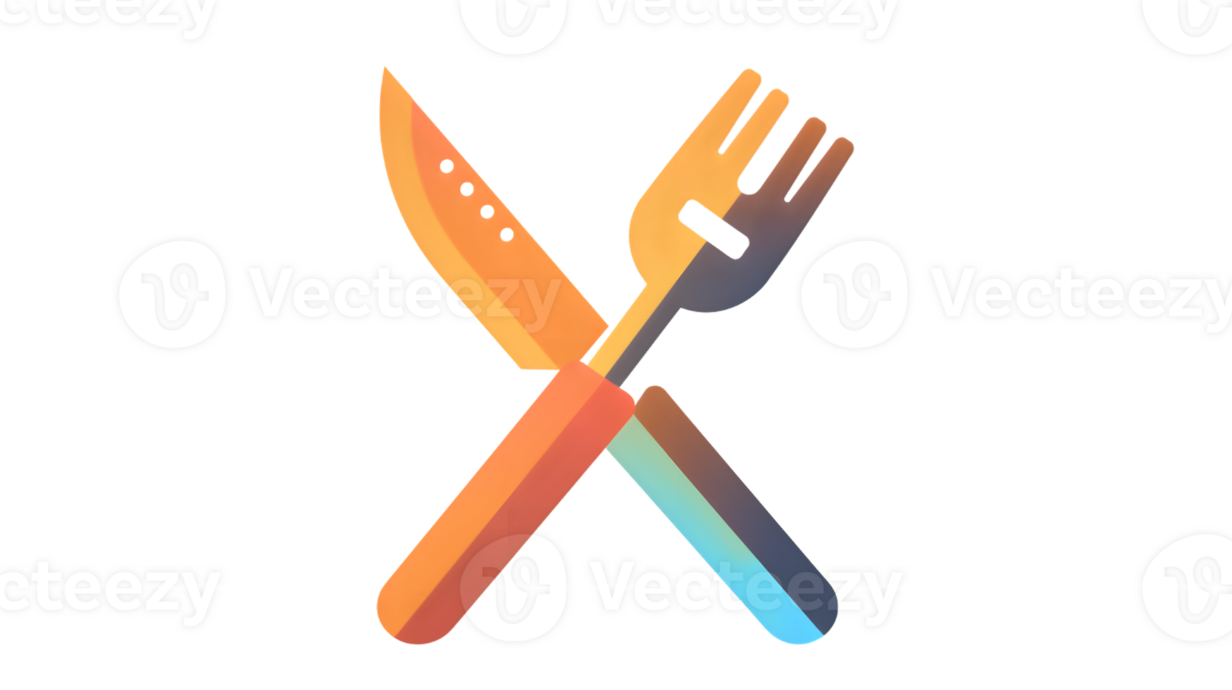 Colorful Cutlery Crossed Knife and Fork with Gradient Handles for Culinary Design png