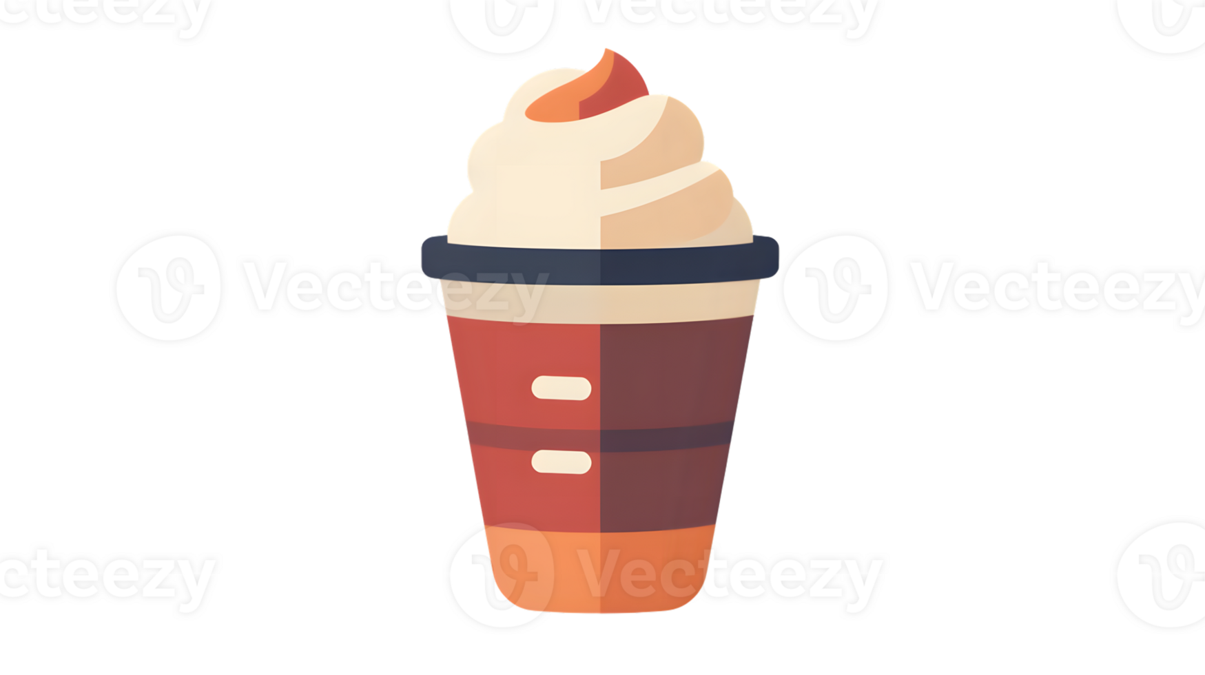 Frothy Beverage in a Colorful Cup with Whipped Cream and Fruit Topping Ideal for Food Drink png