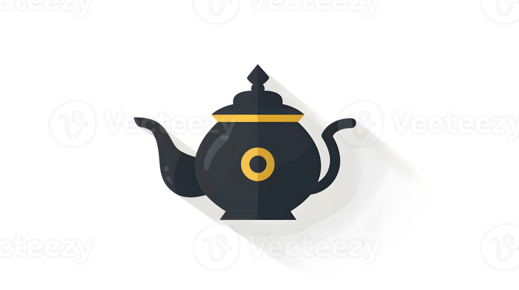 Elegant Black Teapot with Gold Accents on a White Cloth Perfect for Culinary and Decorative Th png
