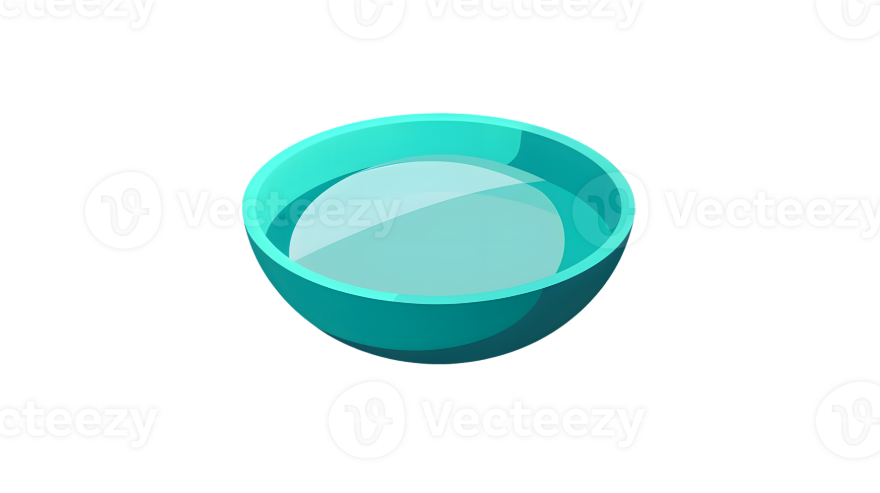 3D Rendered Teal Bowl with Water Reflections for Minimalist Design and Product Mockups png