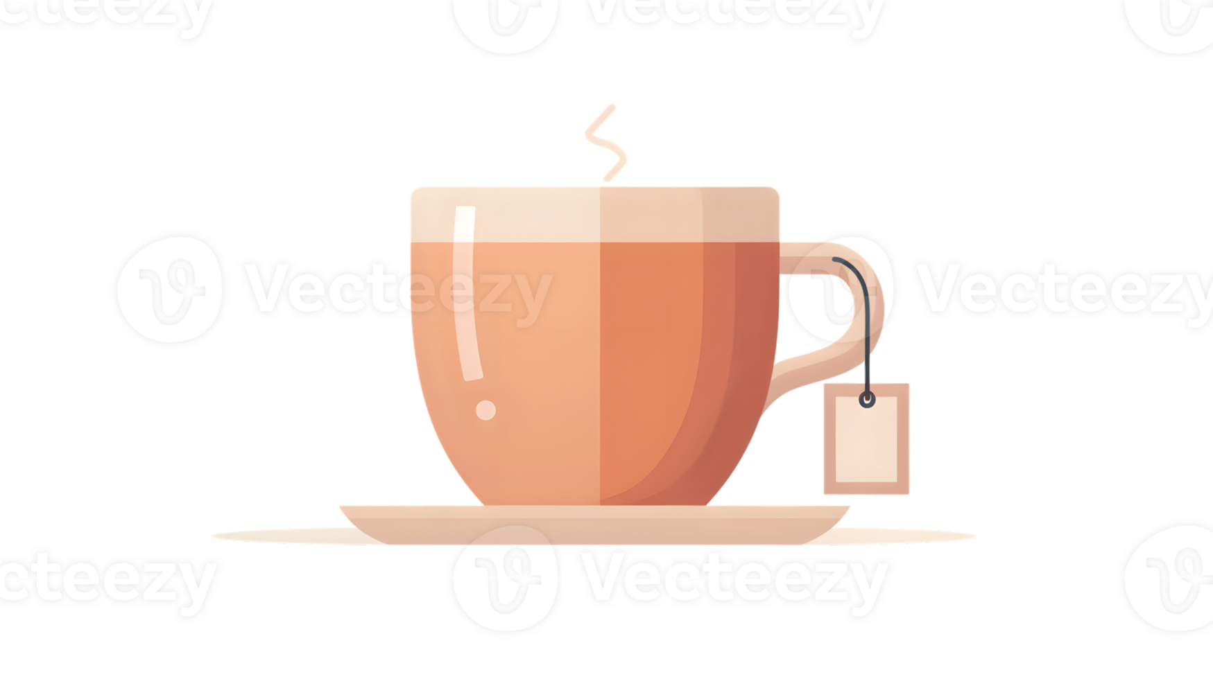 Steaming Hot Beverage in a Ceramic Cup with Tea Bag Perfect for Relaxation and Warmth png
