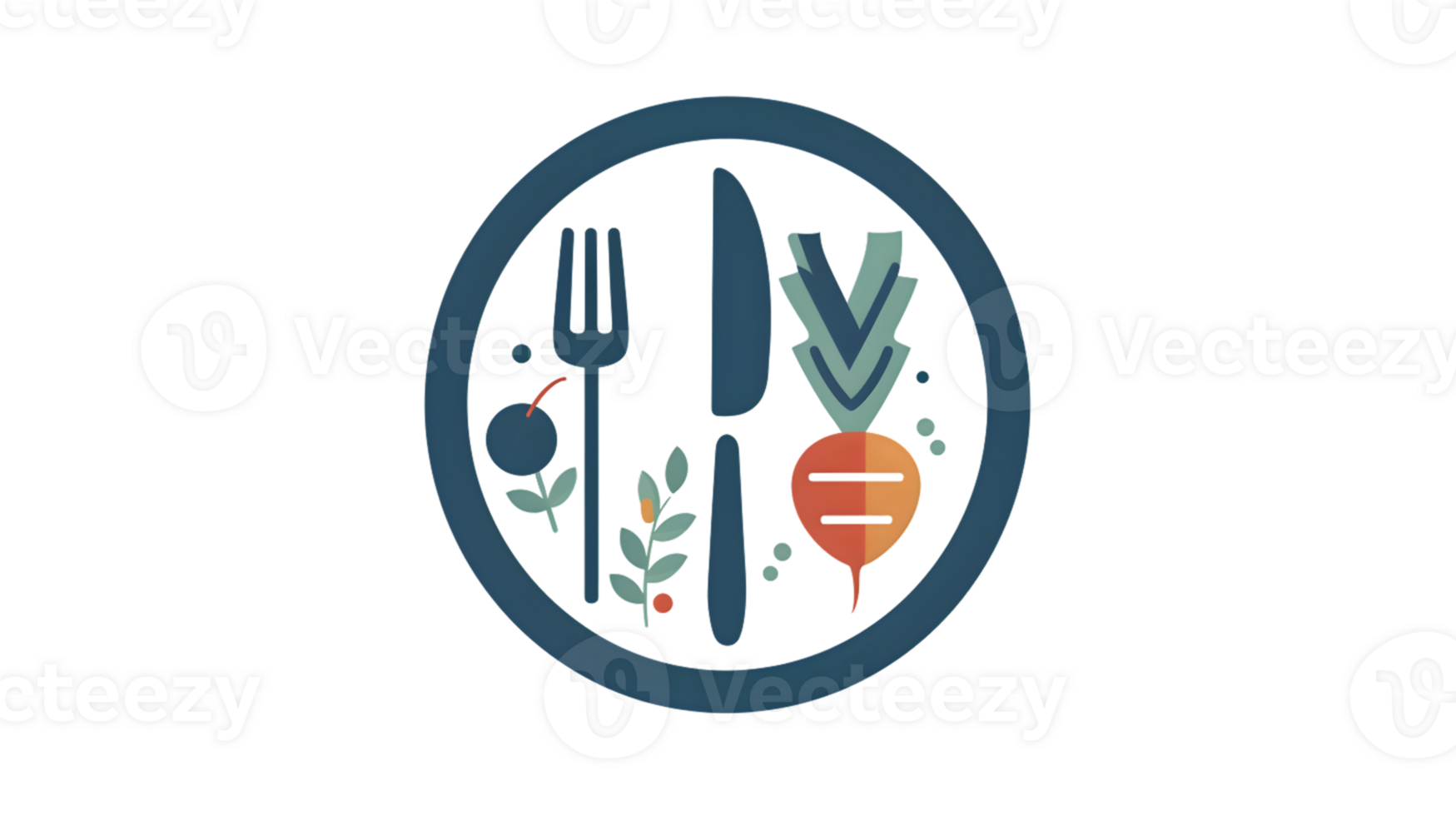 Culinary Icon with Fork Knife and Fresh Vegetables in a Circular Design for Food and Dining C png
