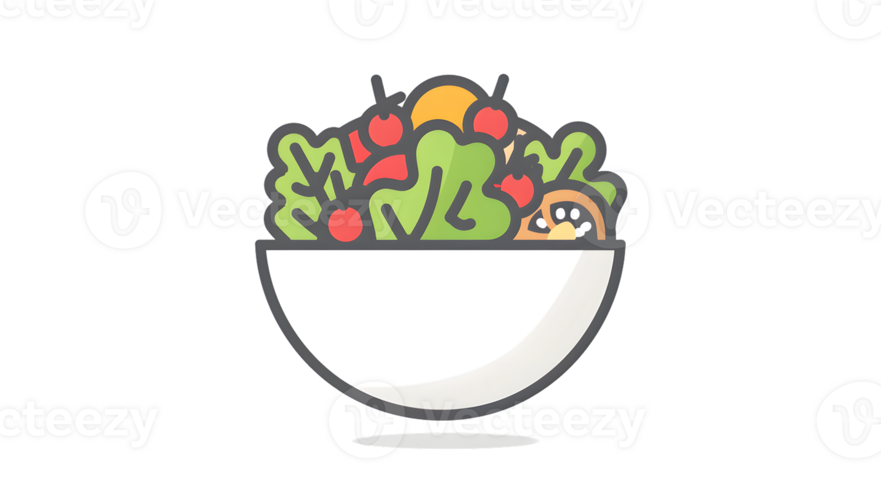 A colorful salad bowl filled with fresh vegetables and a slice of bread perfect for healthy ea png