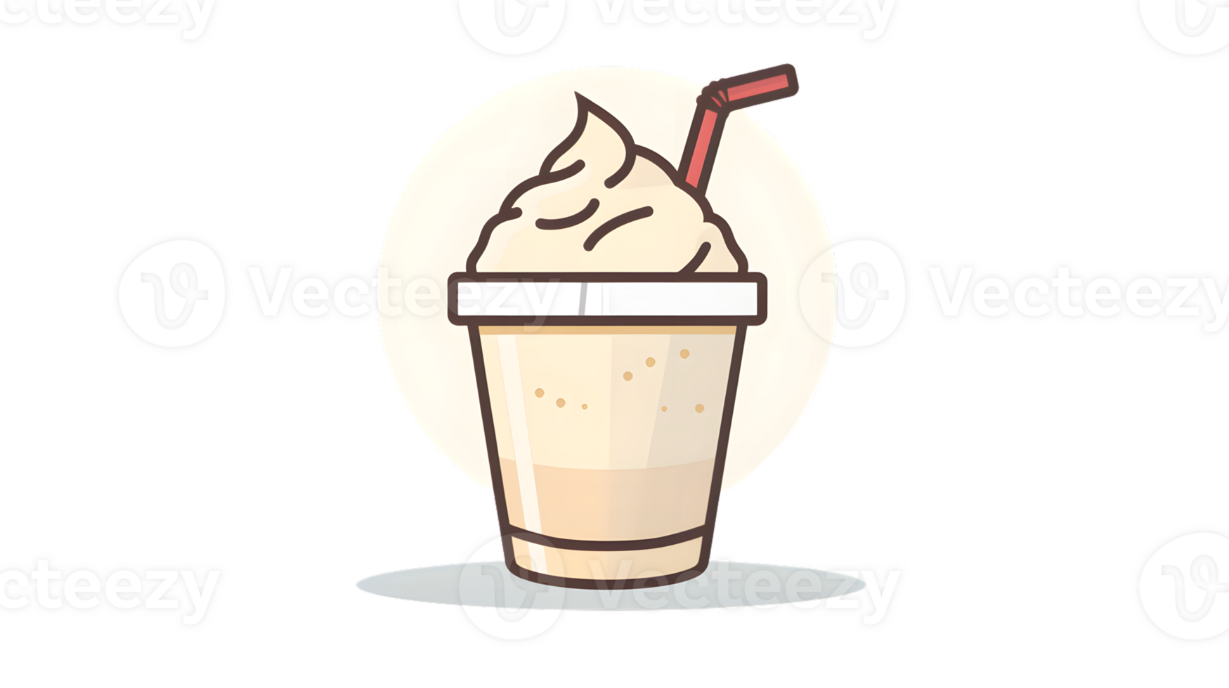 Frothy Drink with Whipped Cream and Straw Refreshing Beverage Illustration for Menus Ads and png