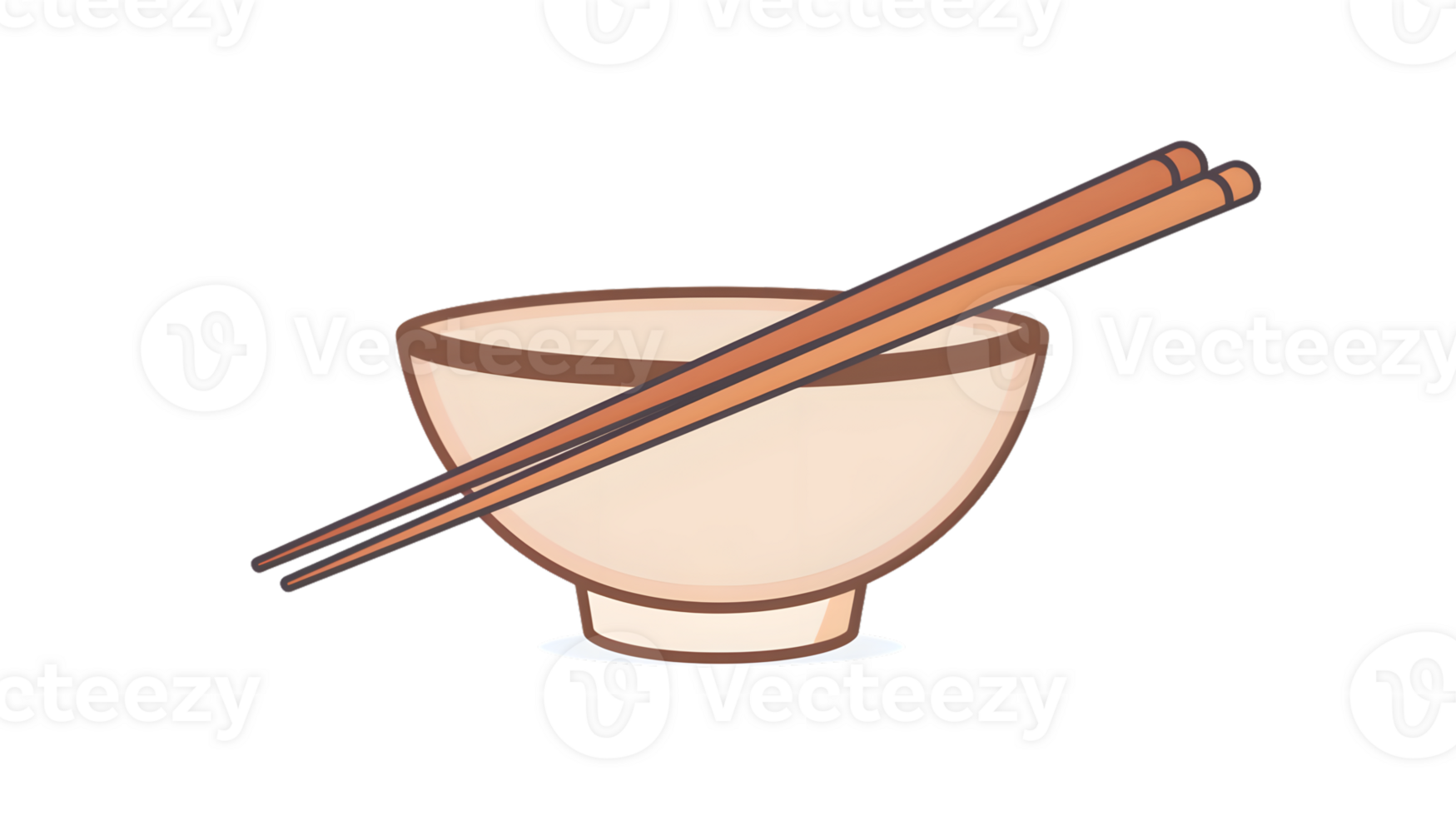 Empty Bowl with Chopsticks Minimalist Asian Dining Illustration for Culinary and Cultural Them png