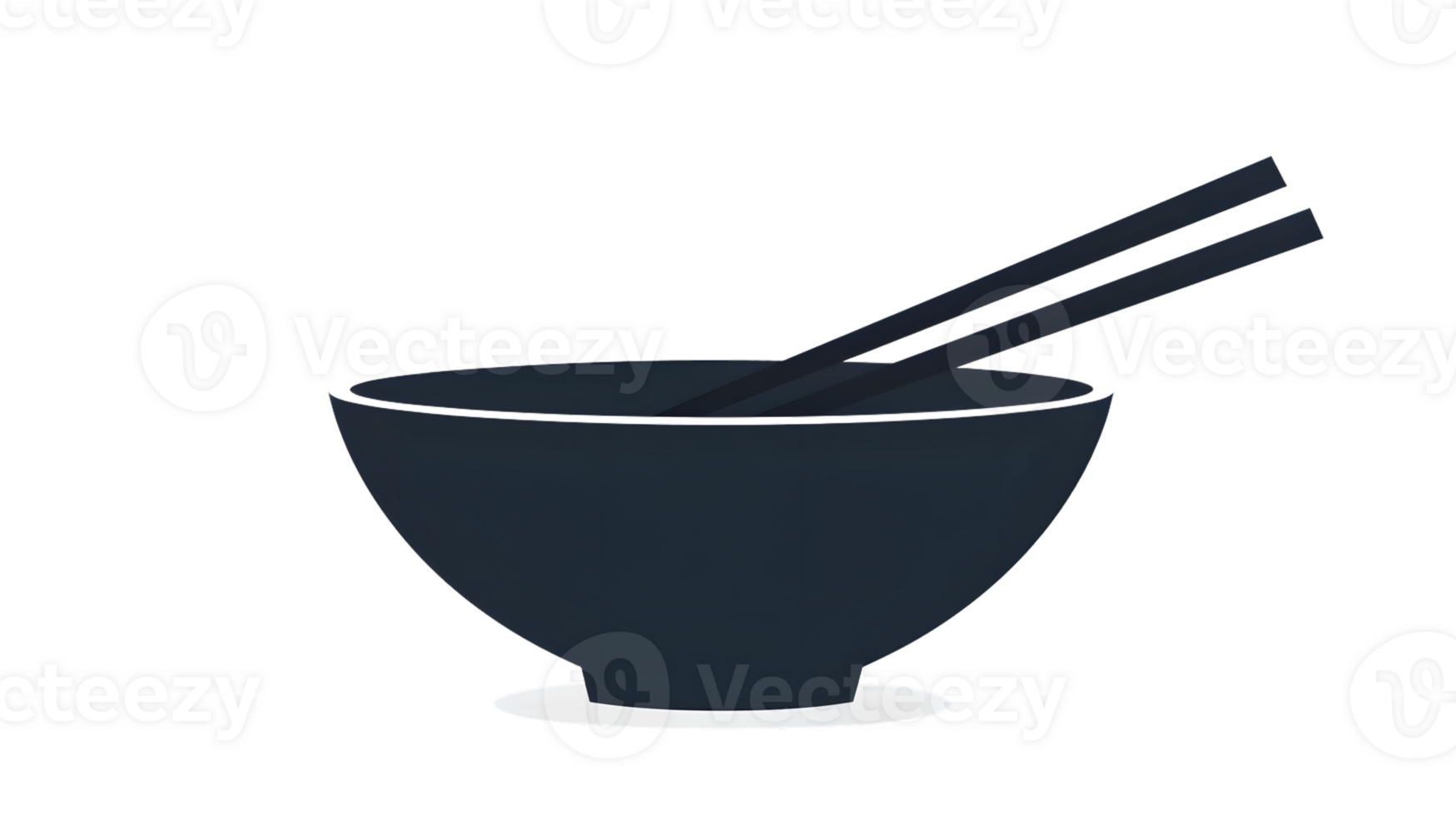 Minimalist Black Bowl with Chopsticks Simple Design for Culinary and Dining Themes png