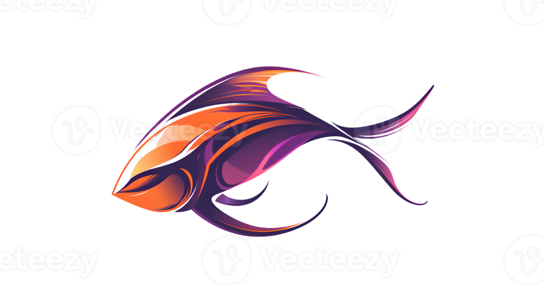 Abstract Fish Artwork with Vibrant Colors and Dynamic Flow Ideal for Creative Designs and Deco png