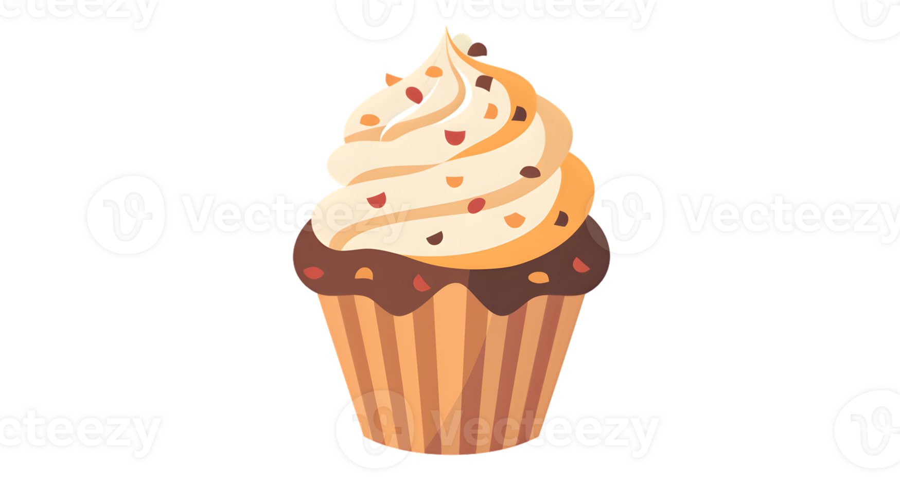 Delicious Cupcake with Whipped Cream and Chocolate Drizzle Perfect for Dessert Illustrations png