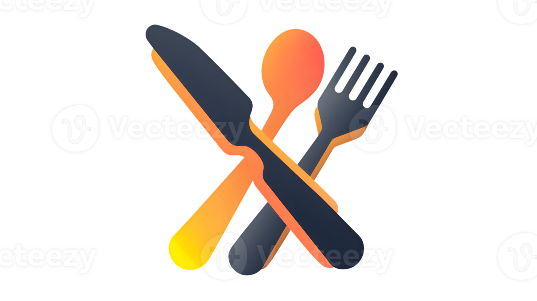 Dining Utensils Crossed Knife Fork and Spoon with Gradient Colors for Culinary Design png