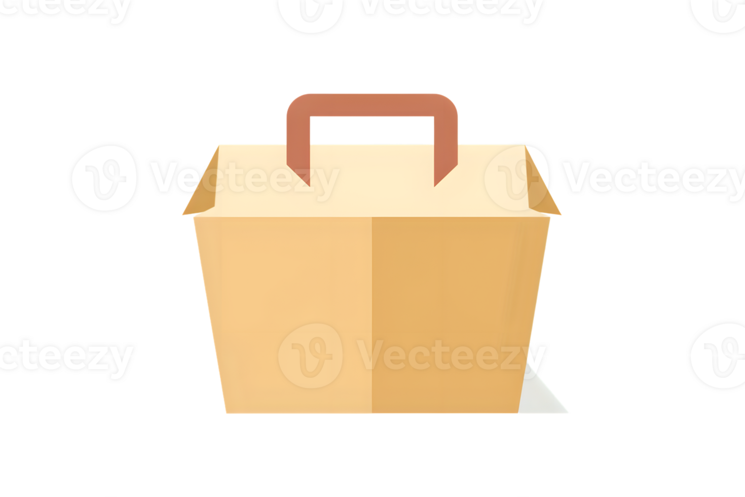 Empty Cardboard Takeout Box with Handle Ideal for Food Packaging and Delivery Services png