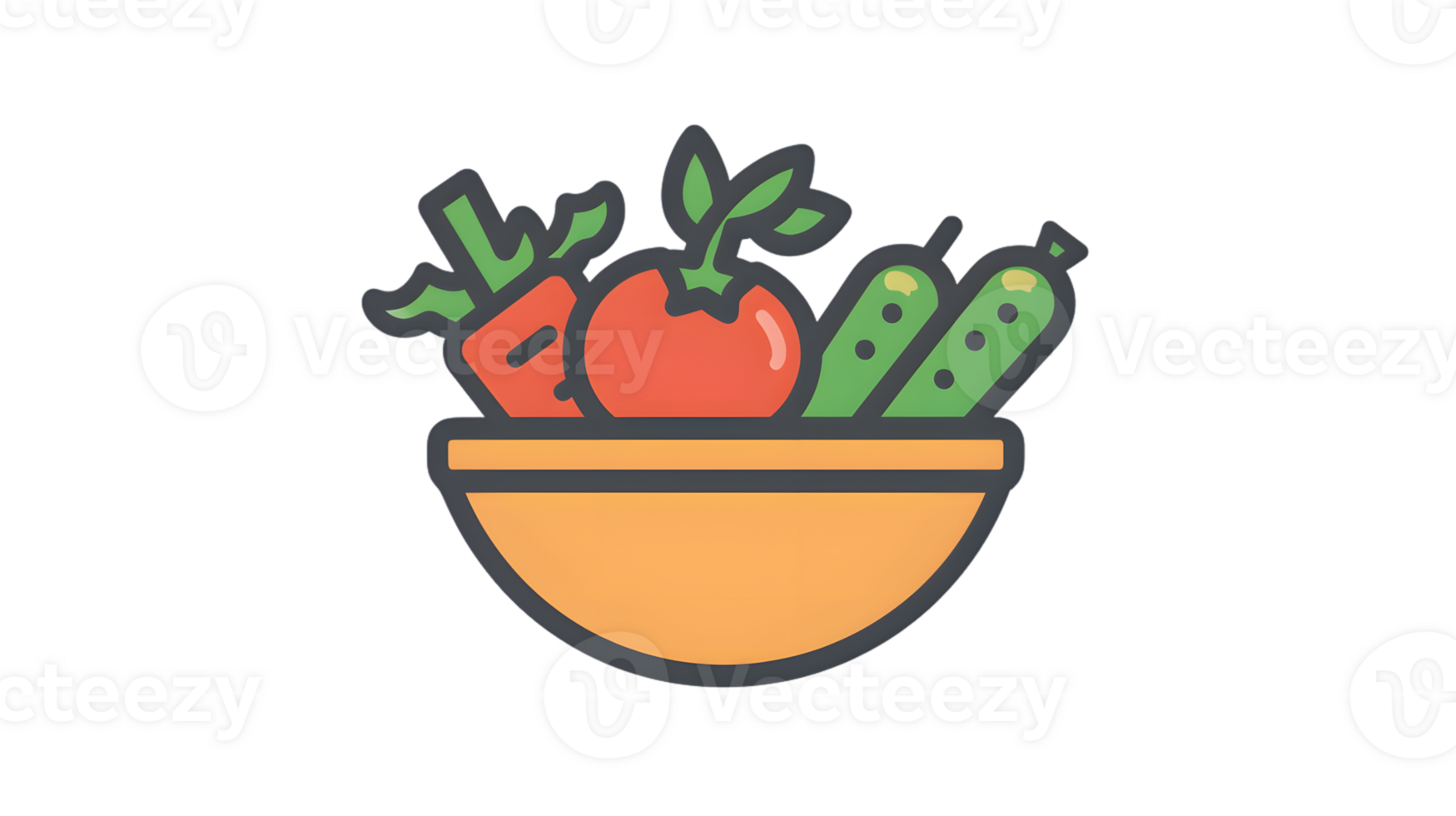 A bowl of fresh vegetables including carrots tomatoes and cucumbers perfect for health and n png