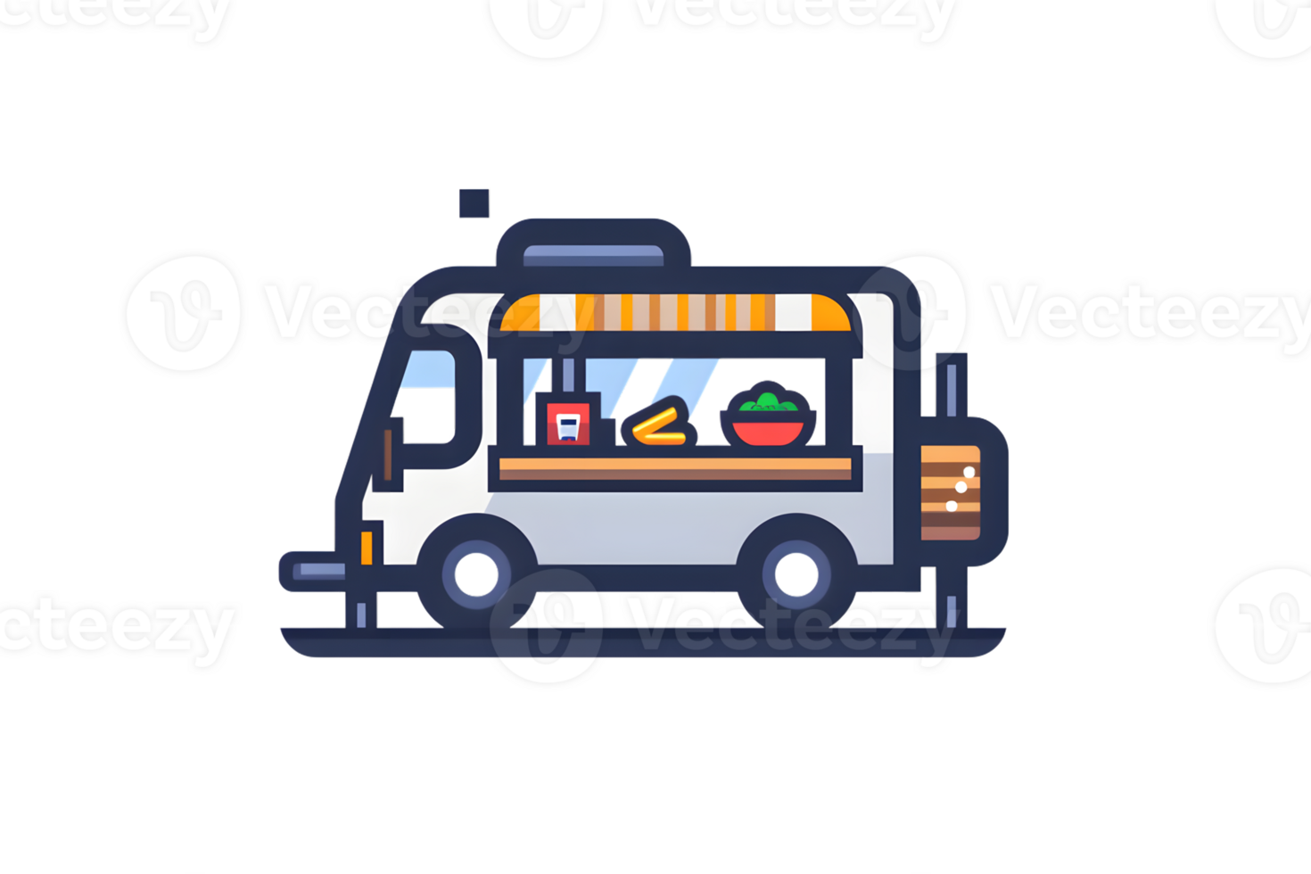 Food Truck Serving Fresh Meals and Snacks on the Go Mobile Catering Vehicle with Colorful Desi png
