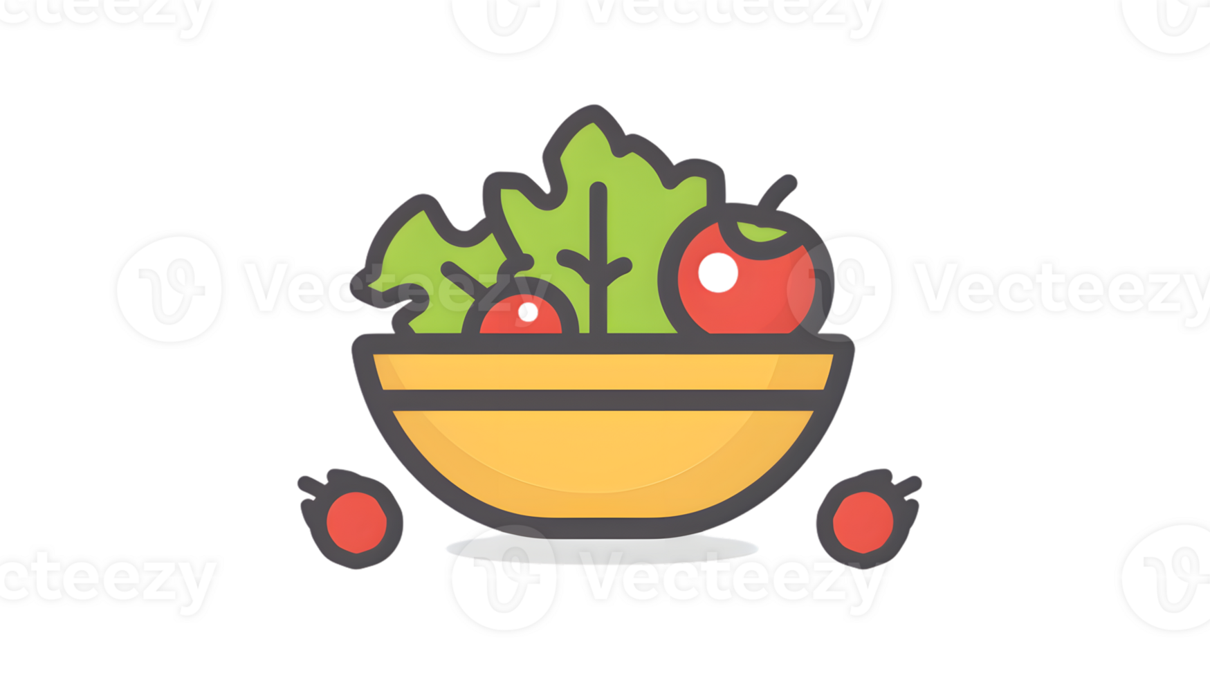 A cheerful salad bowl with expressive eyes and feet perfect for fun food illustrations or heal png