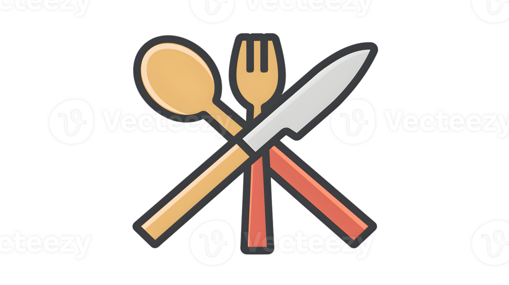 Dining Utensils Icon Crossed Spoon Fork and Knife with Vibrant Colors for Culinary Design png