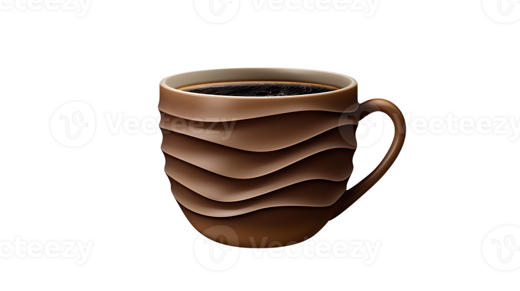 A steaming cup of coffee with a unique wavy design perfect for morning routines and cozy momen png