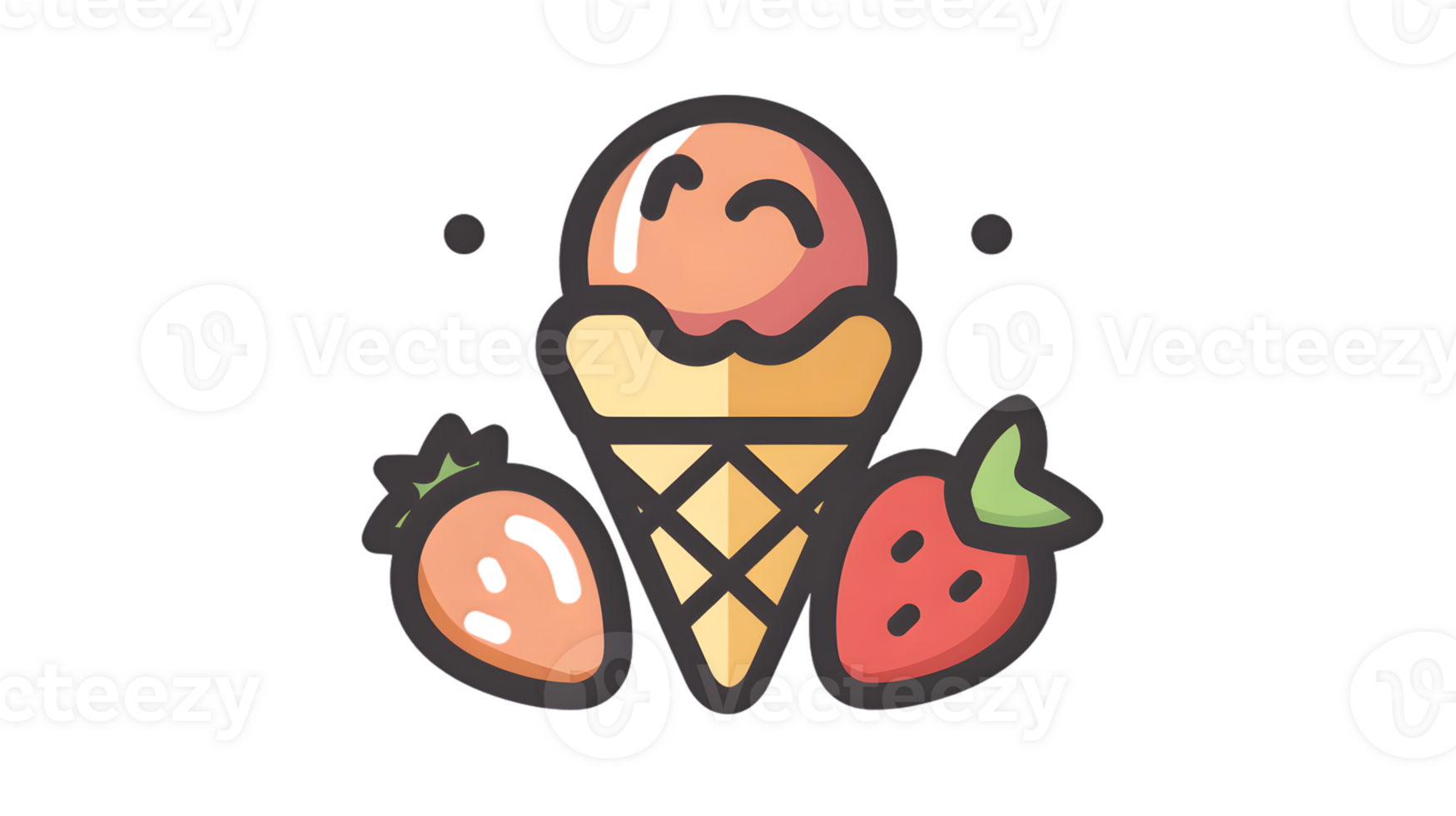 Delightful Ice Cream Cone with Strawberry and Chocolate Chip Sweet Treats for Dessert Lovers png