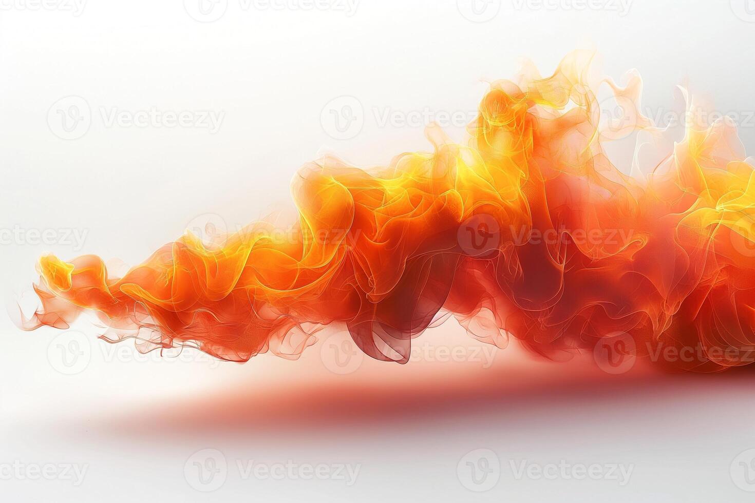 Abstract orange and red smoke swirling elegantly against a light backdrop, evoking movement and energy. photo