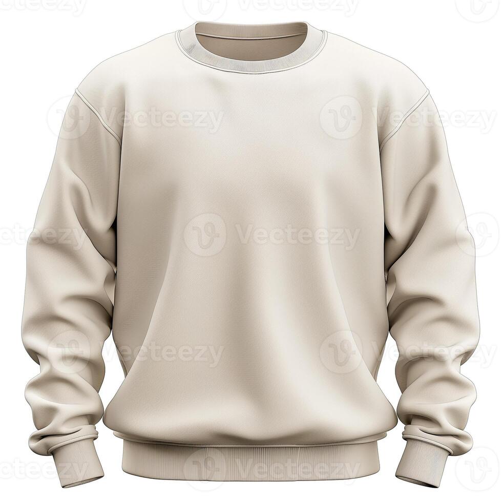 A light beige unisex sweatshirt on a white background, showcasing a relaxed and casual style. photo