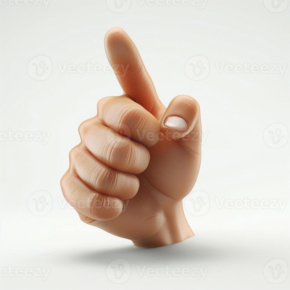 A realistic, detailed human hand with a raised thumb gesture, symbolizing approval or encouragement. photo