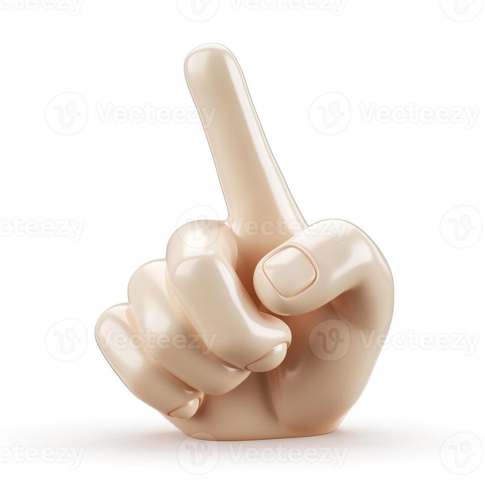 A stylized 3D rendering of a hand making a gesture with the index finger raised, symbolizing awareness or importance. photo