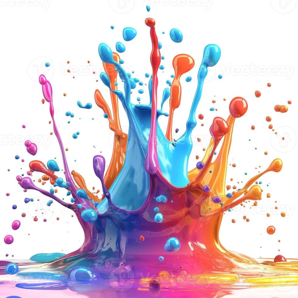 Colorful paint splash erupting in a vibrant mix of hues, creating an energetic and lively visual scene. photo