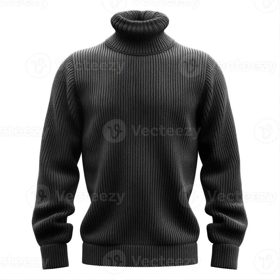 Stylish dark green turtleneck sweater for men, perfect for winter layering. photo