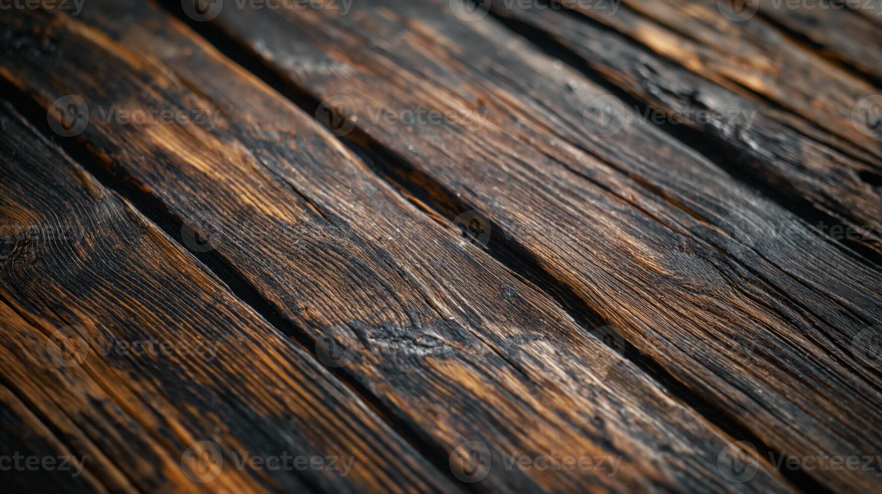 Close-up of rustic wooden planks showcasing rich textures and warm tones. photo