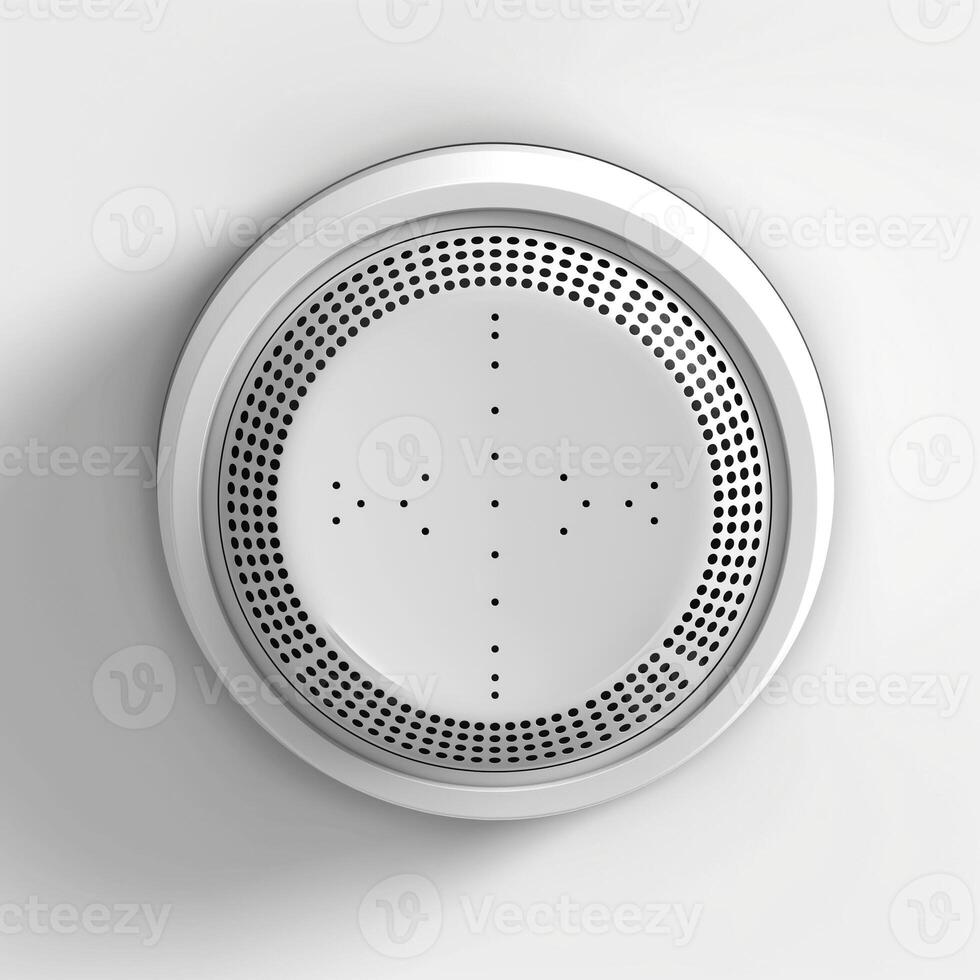 A sleek, modern round perforated ceiling speaker, offering a minimalist design and high-quality sound for any contemporary space. photo