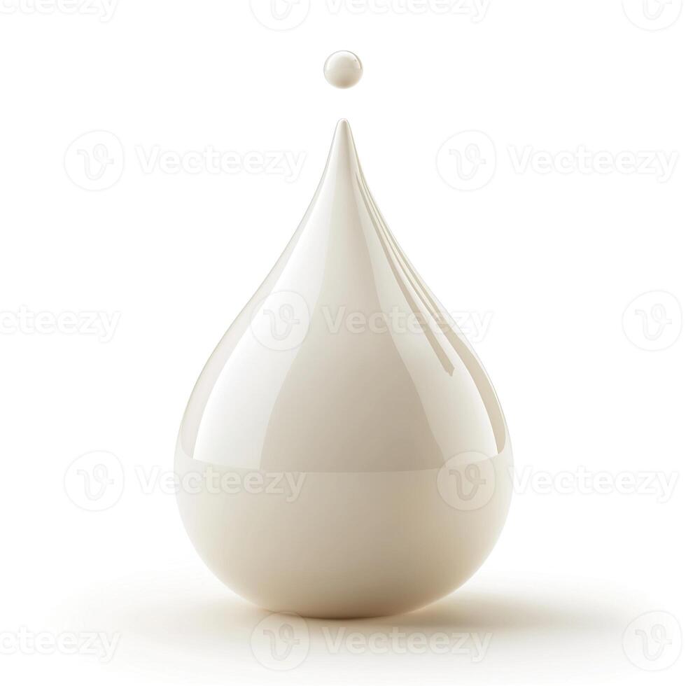 A sleek, creamy droplet poised in mid-air, reflecting soft light, embodying purity and smoothness. photo