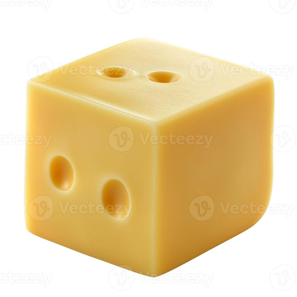 A playful block of yellow cheese designed like a six-sided die, showcasing its unique texture and charm. photo