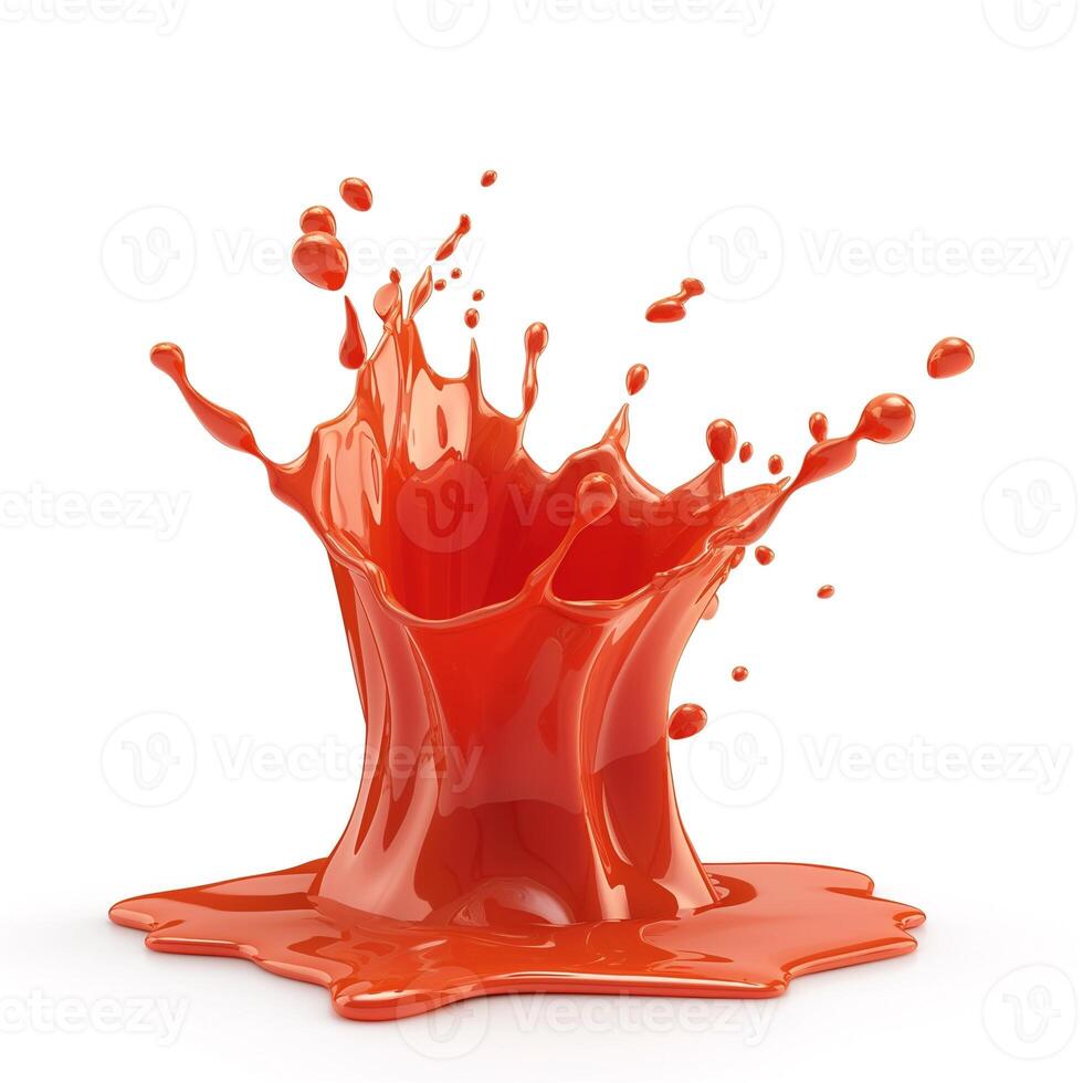 A vibrant splash of red liquid captures the energy and motion of a dynamic liquid collision. photo