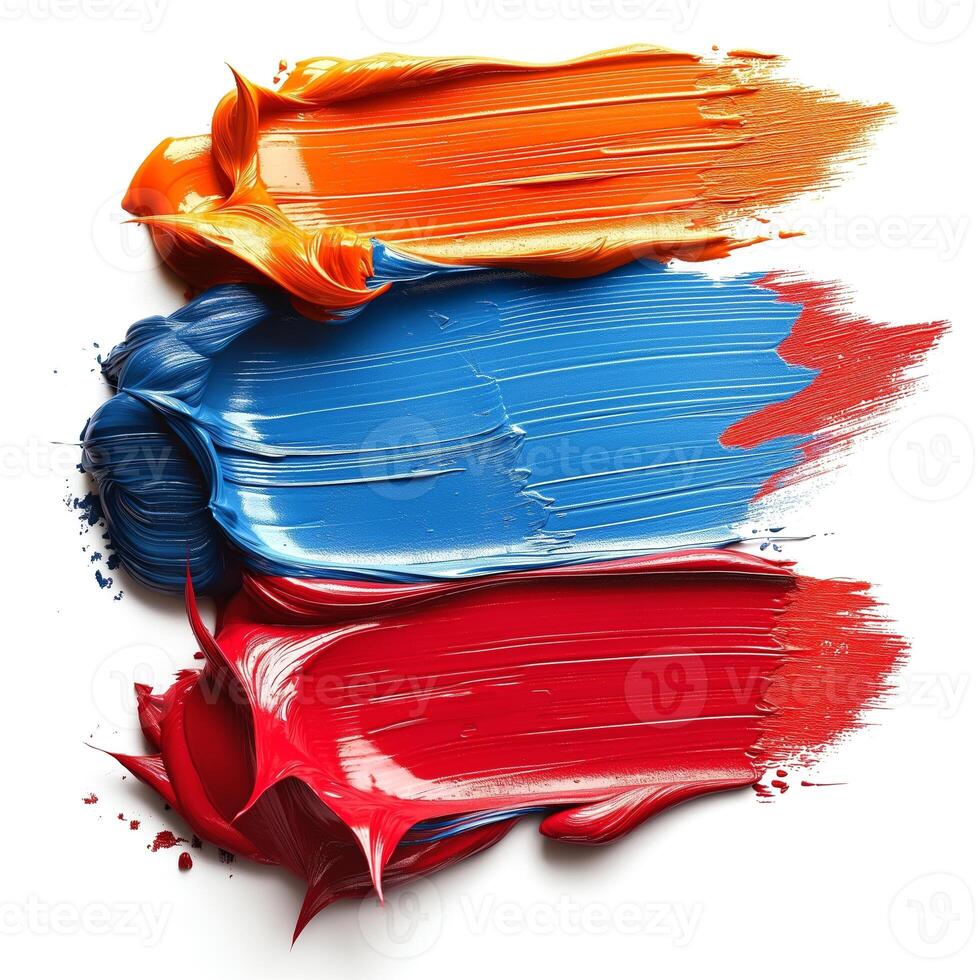 Vibrant swirls of orange, blue, and red paint create a lively and artistic scene. photo