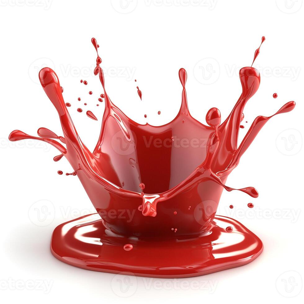 A vibrant splash of red liquid creates an energetic and dynamic visual effect. photo