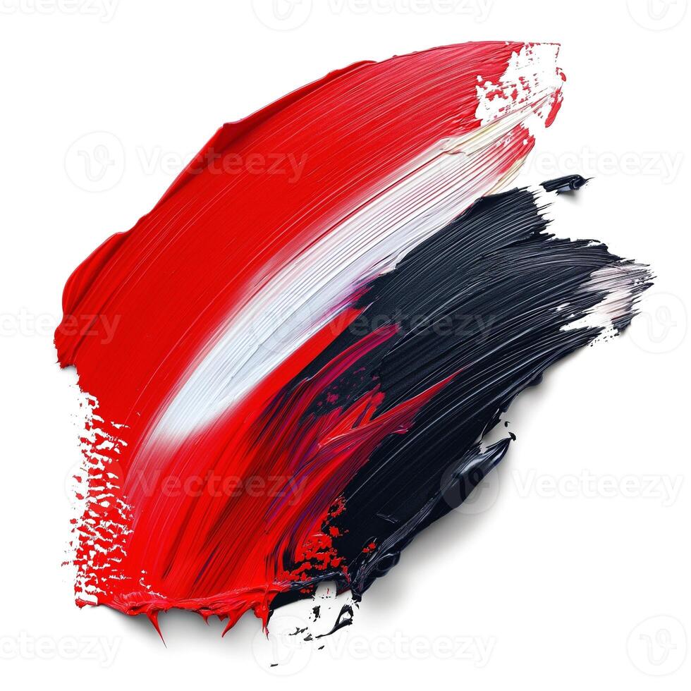 A vibrant abstract paint stroke featuring bold red, white, and black colors, creating a dynamic contrast and energy. photo