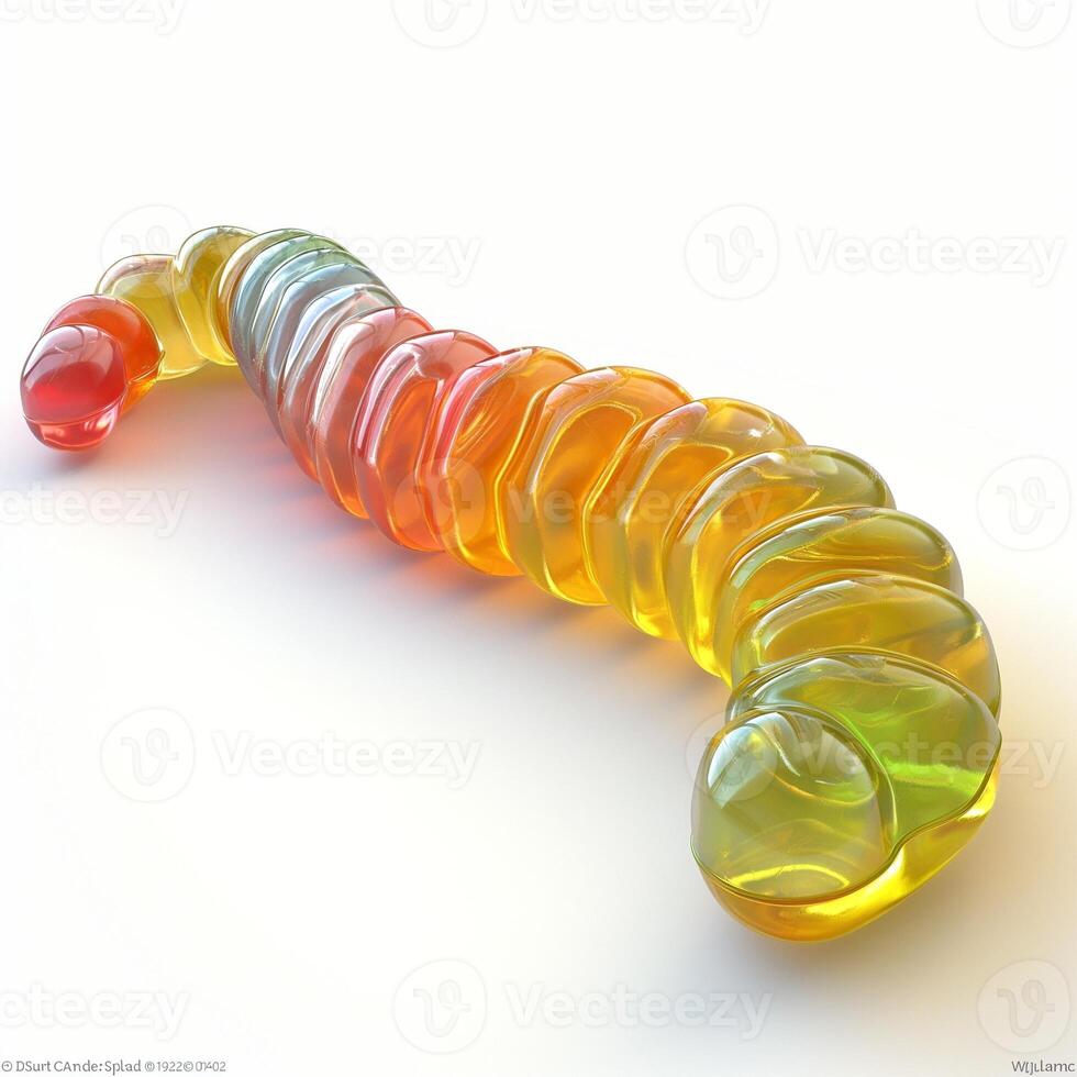 A vibrant, abstract caterpillar-shaped design featuring iridescent colors in a gradient effect. photo