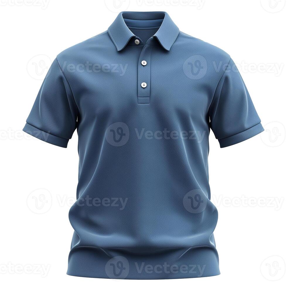 Men's blue polo shirt, showcasing a classic and versatile design perfect for casual or semi-formal occasions. photo
