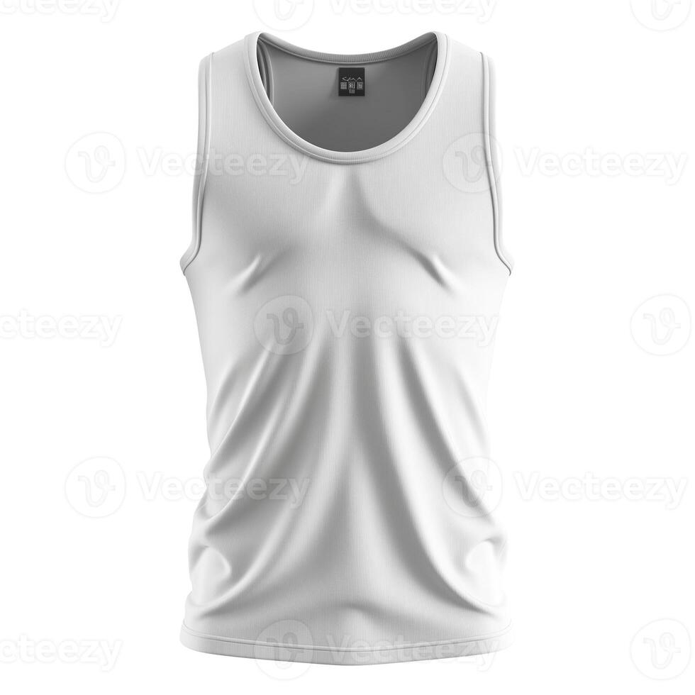 A simple, clean white tank top displayed on a neutral background, perfect for casual occasions. photo