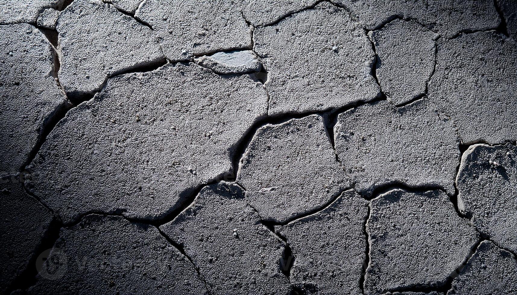 Cracked Earth Surface Showing Signs of Drought and Soil Degradation in an Arid Environment photo