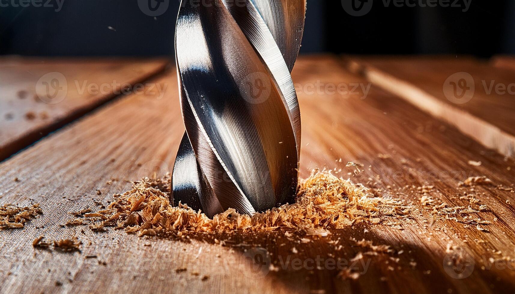 Drilling a Wooden Surface With Precision Tool in a Workshop Focused on Craftsmanship photo
