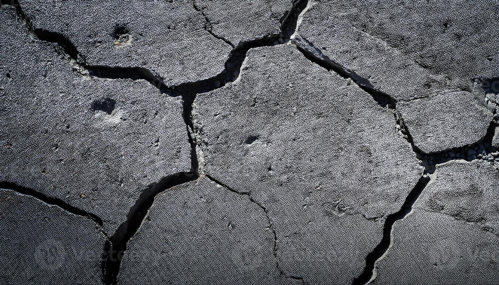 Dry Cracked Earth Surface Revealing Signs of Drought and Environmental Change in a Remote Area During Midday Light photo