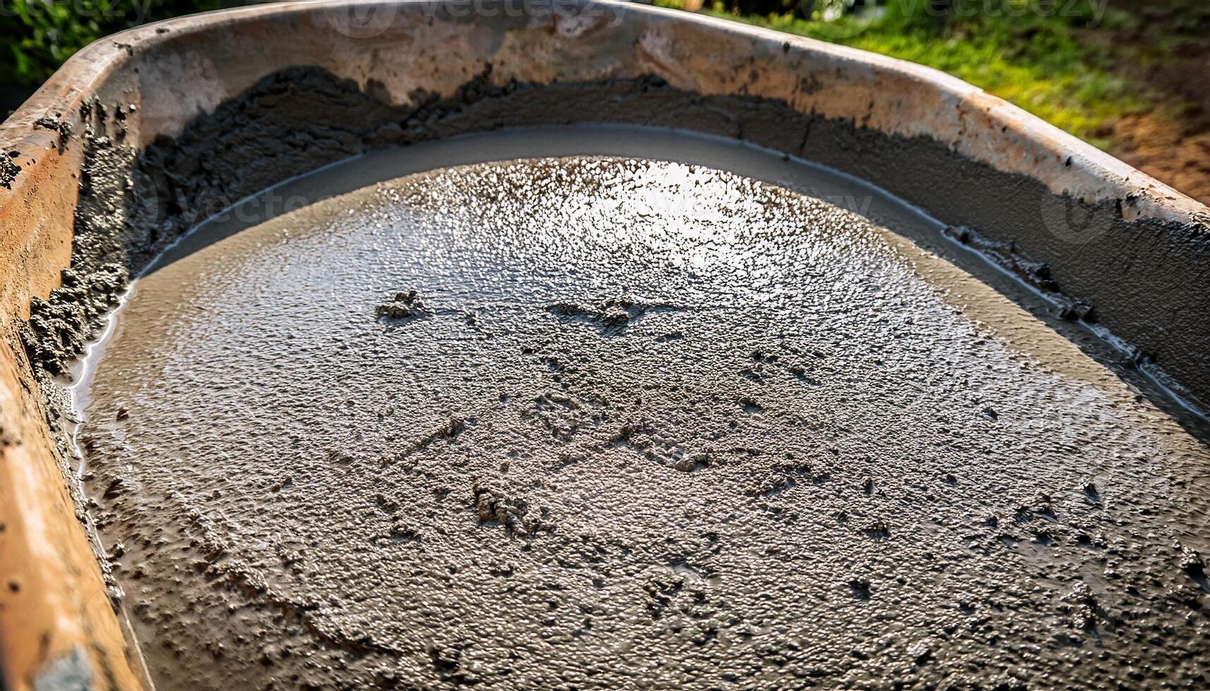 Wet Concrete Ready for Use in Construction Project at a Rural Site Under Bright Sunlight photo