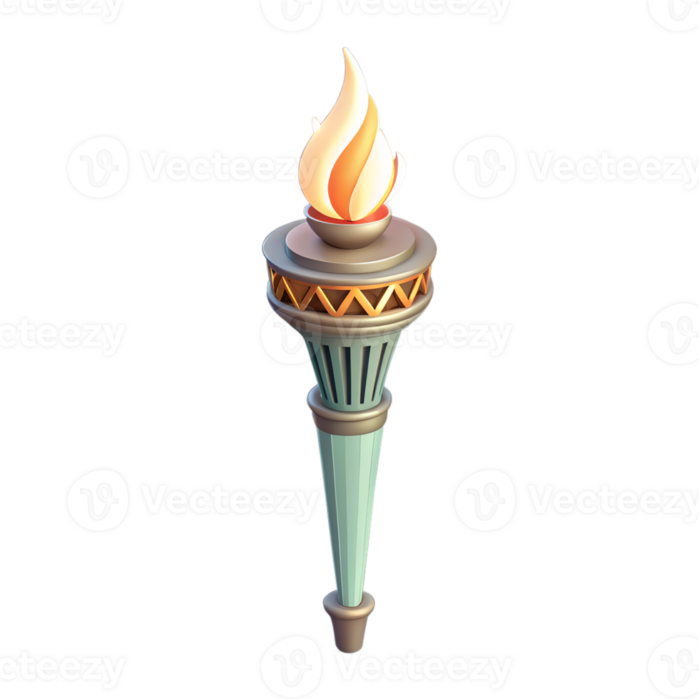 3D A torch with a gently curved flame and soft lighting png