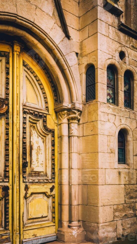 Old wooden doors in a church photo