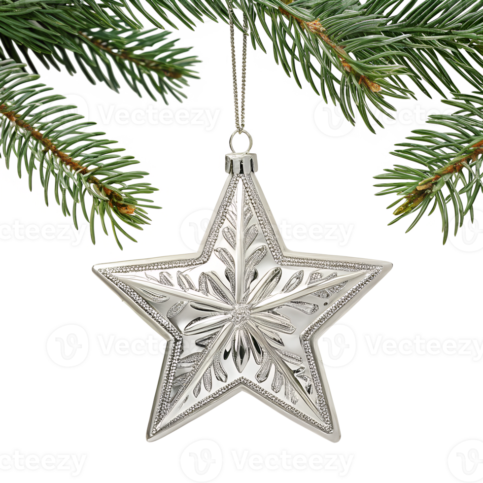 A Christmas tree ornament shaped like a star against the clean transparent background png
