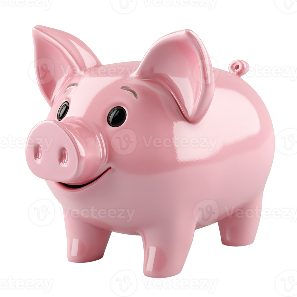 Cute Pink Piggy Bank with a Smile png