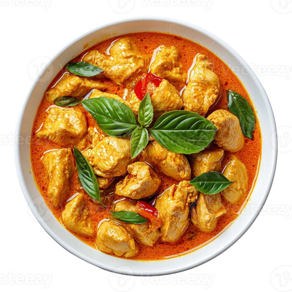 Top View of Delicious Chicken Curry in a Bowl png