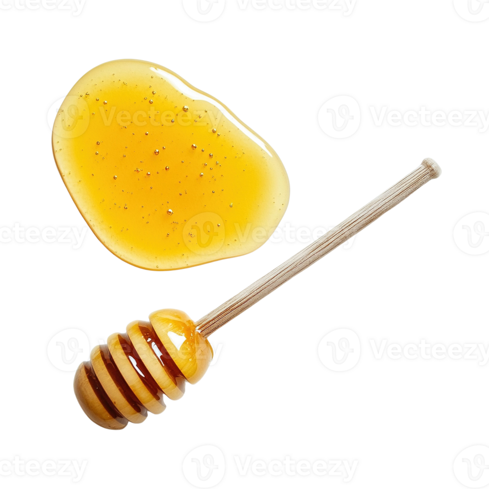 Wooden Honey Dipper with Golden Honey Puddle png